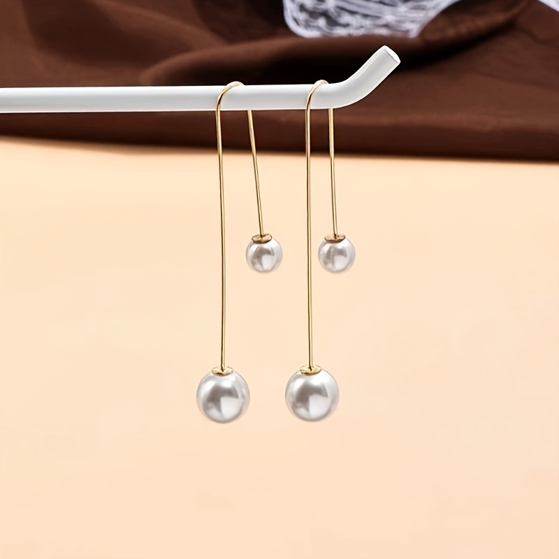 Faux Pearl Threader Earrings
